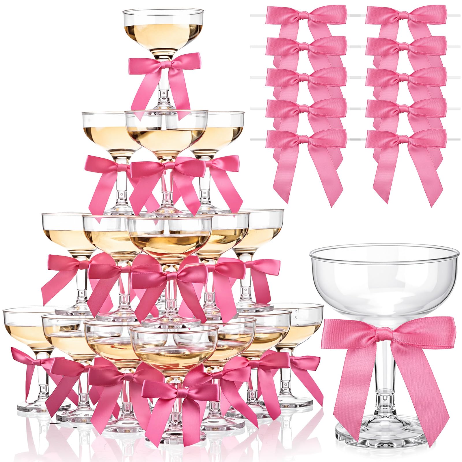 Photo 1 of Zopeal Set of 30 Plastic Martini Glasses 5 oz Champagne Flutes Margarita Cocktail Glasses with Bow 2.8 inch