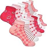 Glitopper 12 Pairs Valentines Gifts for Women Heart Crew Socks Cute Heart White Pink Colorful Crew Socks for Women Couple