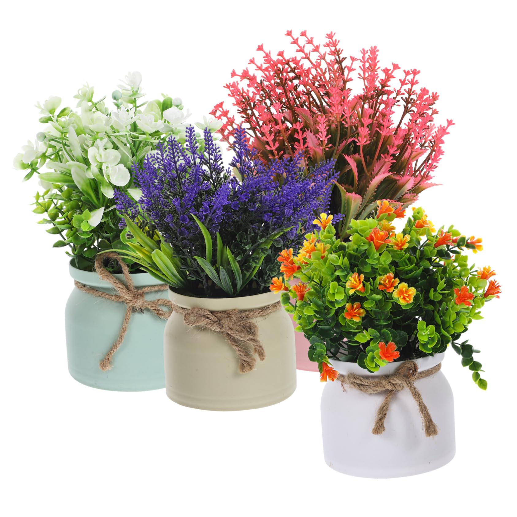 ORFOFE Potted Plant 4Pcs house plants office plants for desk rope green plants Outdoor Artificial Plants