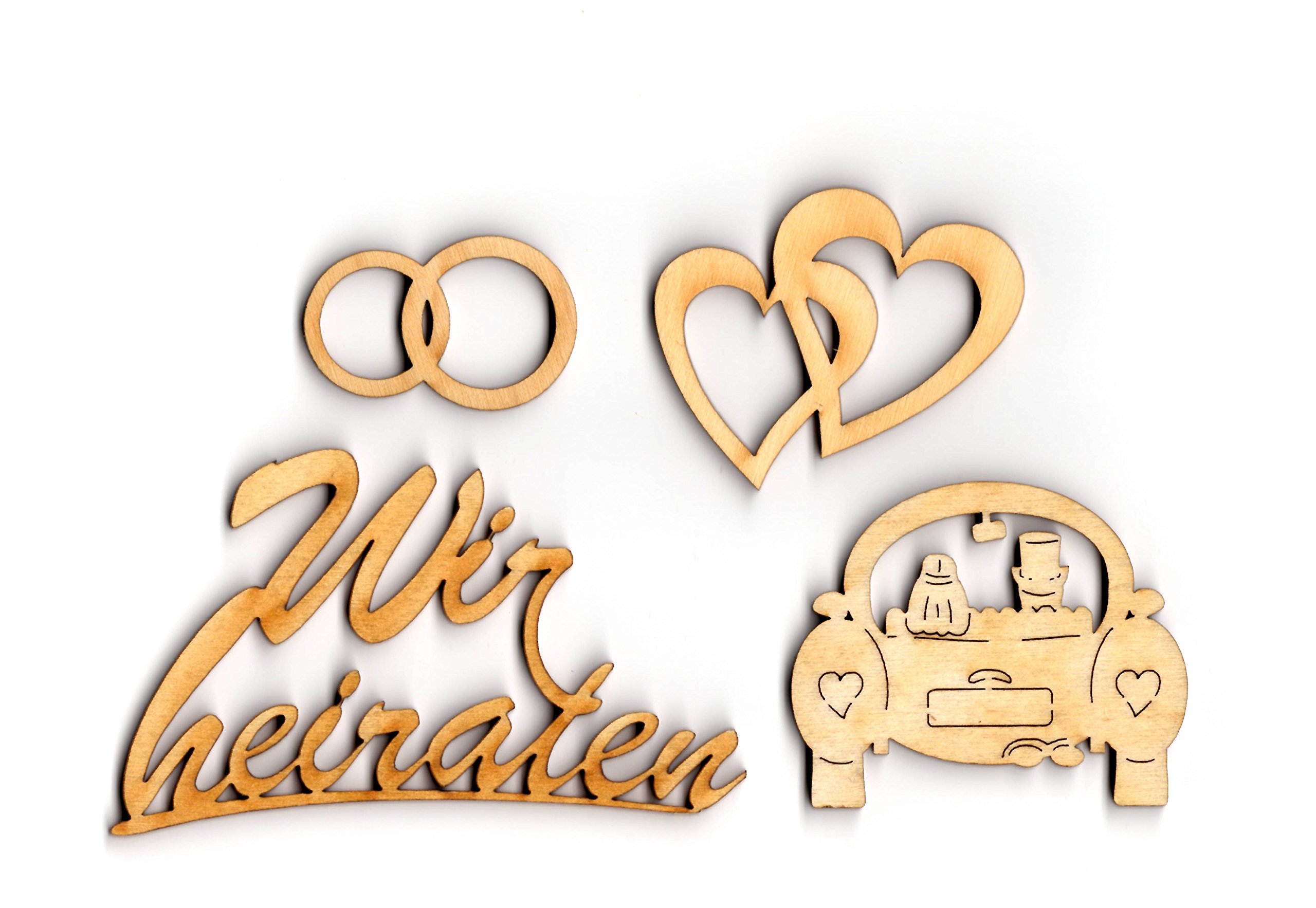 'Petra's Craft News SZH14S20 Wood Set Wir heiraten, 4 Different Designs (20 Pieces) (5 bulbs)