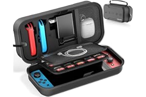 Tokluck Switch OLED Carrying Case Compatible with Nintendo Switch/OLED Model, Portable Switch Travel Carry Case Fit for Joy-Con and Adapter, Hard Shell Protective Switch Pouch Case with 20 Games