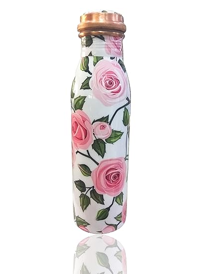 VIP Rose Flower Copper Milk Designer Bottle 1 Liter 100% Copper