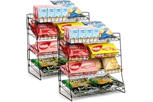 Liaakrr 2 Pack Candy Display Rack, Metal Snack Rack Display Stand, Snack Organizer for Countertop, Kitchen and Stores