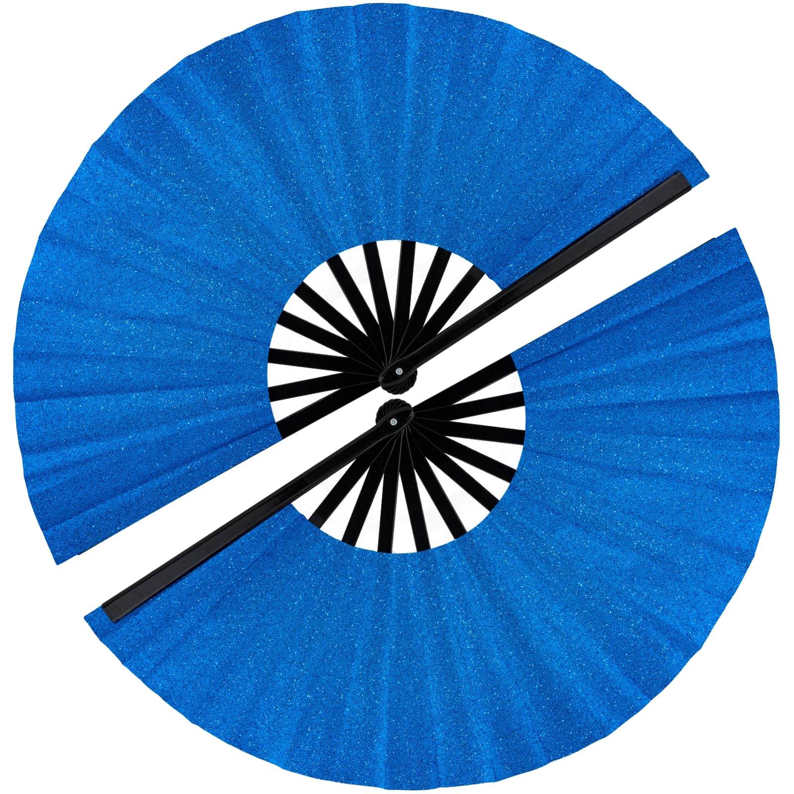 Photo 1 of 2 PCS Boots on The Ground Fan, Clap Fans for Line Dancing, 13" Glitter Large Rave Fans,Folding Clack Handheld Foldable Hand Fan for Dance, EDM Music Festivals & Parties(Royal Blue)