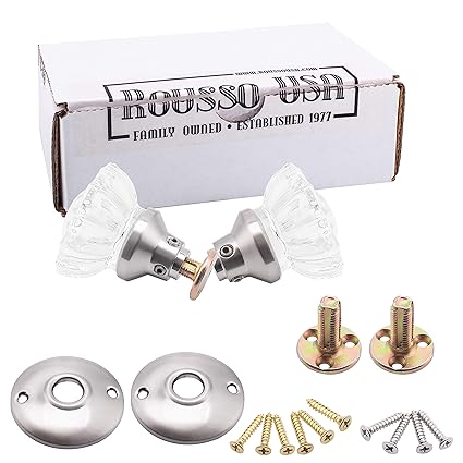 Crystal Antique Replica Surface Mount Dummy French Door Knob Set For One Side Of Two Doors Or Both Sides Of One Door Also For Decorating Projects