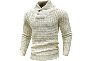Arcciit Mens Crewneck Long Sleeve Textured Ribbed Edge Pullover Sweaters Knitted Sweater Tops