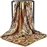 WUZININGLE 100% Mulberry Silk Head Scarf for Sleeping 35"x35" Square Silk Hair Scarf for Women Lightweight Bandana Large