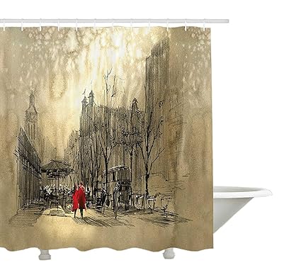 Yeuss Romantic Shower Curtain By Couple In Love Walking In The