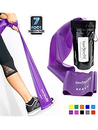 Super Exercise Band 7 ft. Long Latex Free Resistance Bands. Your Home Gym Fitness Kit for Strength Training, Physical Therapy, Yoga, Pilates, Chair Workouts. You Choose Light, Medium or Heavy.