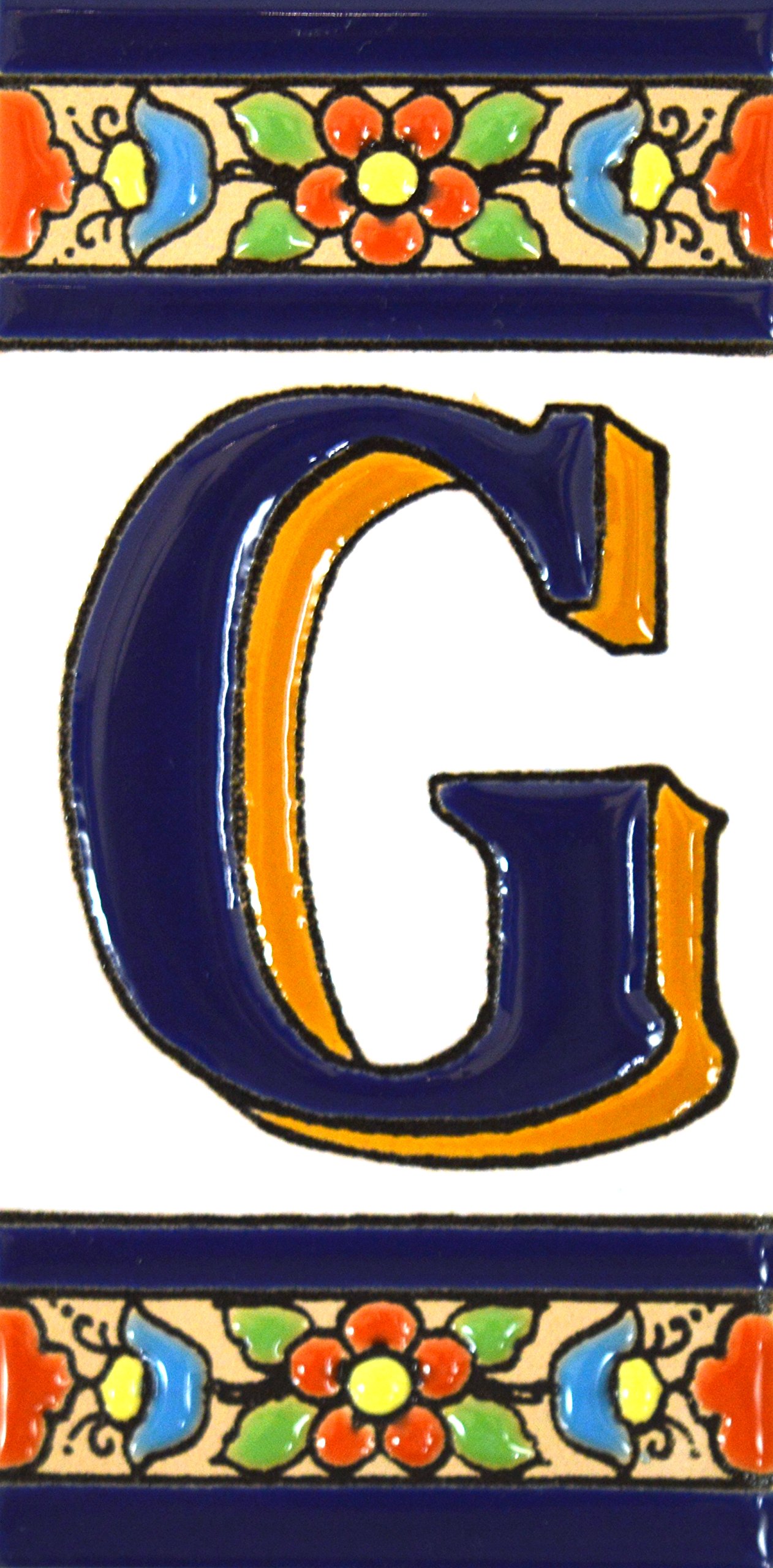 ART ESCUDELLERS House Letter Tile, Ceramic, Tile, Large, Letter 'G', Rustic Mediterranean Decorative — image 1