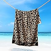 Betsey Johnson - Beach Towel, Absorbent Printed Beach Essentials, Perfect for Pool and Beach Days, Oeko-Tex Certified (Leopard Black, 36" x 72")