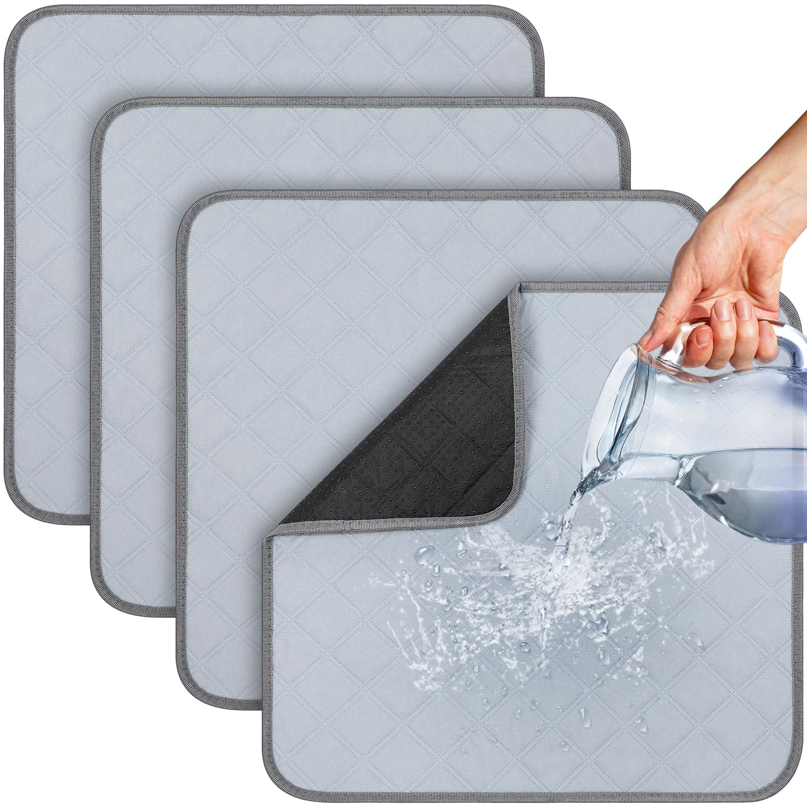 Threan 4 Pcs Waterproof Incontinence Chair Pad, Washable Reusable Chair Pad, Absorbent Seat Protector Pads 22.1 x 20.9 Inches for Women Men Adults Kids Wheelchair Recliners (Grey)