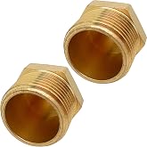 2PCS 1" Brass NPT Male Outer Hex Head Socket Plug by CX WONDERLAND | 1" NPT Male Outer Hex Head, Brass Socket Plug
