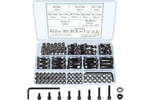 TOOINKCV 402 Pcs M5 Screws Set, Metric Bolts and Nuts Assortment, Hex Socket Head Cap Screws Set, M5 Machine Screw Assortment Kit, Nuts and Bolts Set with Washers, 12.9 Carbon Steel