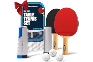 PRO SPIN PRO-SPIN All-in-One Ping Pong Set - Retractable Ping Pong Net for Any Table (72"), Ping Pong Paddles and Balls, Storage Case - Portable Table Tennis Family Games, Gifts for Boys & Girls