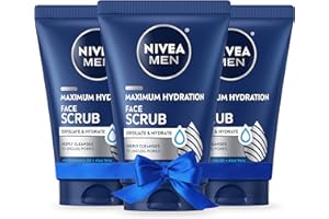 NIVEA MEN Maximum Hydration Deep Cleaning Face Scrub With Aloe Vera, 3 Pack of 4.4 Oz Tubes