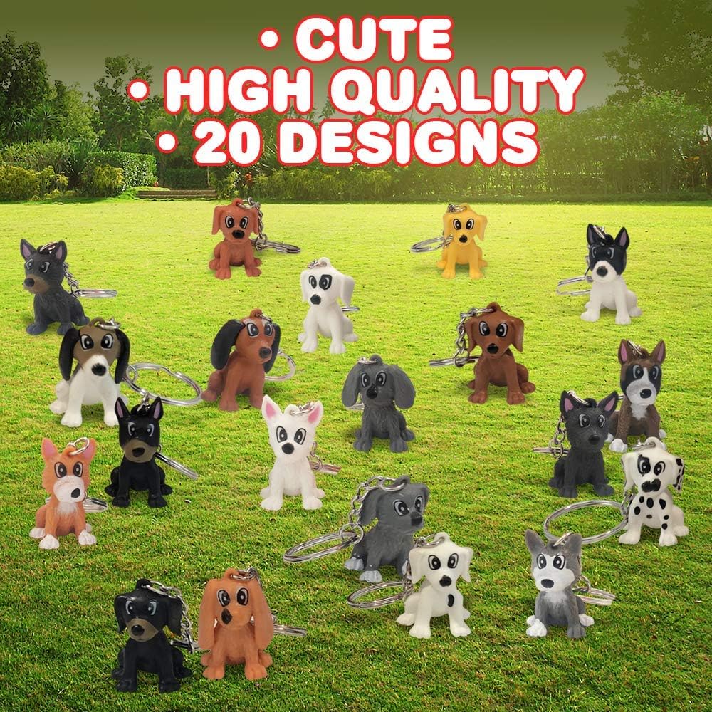 ArtCreativity Puppy Keychains, Set of 20, Fun Keychains for Backpack, Purse, Luggage, Unique Birthday Party Favors for Kids, Goodie Bag Fillers, Small Prizes for Boys and Girls: Toys & Games