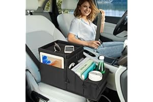 WENRENER Car Seat Organizer, Backseat Car Organizer with Cup Holder Tray and Storages for Kids and Adults, Portable Travel Cooler for Car for Front or Back Seat Passenger Organizer Ccompartment (Black)