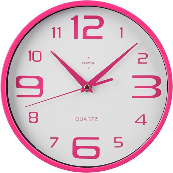 Premier Housewares Round Wall Clock Hot Pink