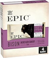 EPIC Bison Bacon Cranberry Bars, Paleo Friendly, Gluten Free, 4 ct, 1.3 oz Bars