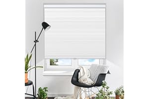 SBARTAR Cellular Shades Cordless Blackout Honeycomb Blinds Fabric Window Shades White(Blackout), 36" W x 64" H