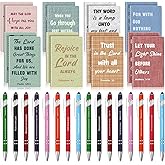 Funrous 32 Pcs Motivational Quote Pens Inspirational Notepads Mini Journal with Ballpoint Pen Small Notebooks Gift Set for Men Women Coworkers, Adult Party Favors Christmas Prizes Gift(Texture)