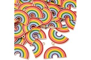 KitBeads 10pcs Enamel Rainbow Charms Colorful Pride Charms Summer Weather Cute Rainbow Charms for Jewelry Making Bracelets Necklace Bulk