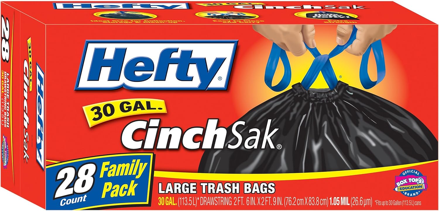Hefty E8-6735 30 Gallon Extra Strong Large Trash Bags 28 Count