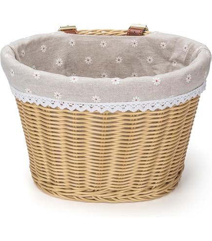 Panier Vélo Avant En Rotin Tressé Main – Fixation Guidon, 26x23x16,5 Cm, Solide Et Décoratif, Pour Courses Ou Cartable