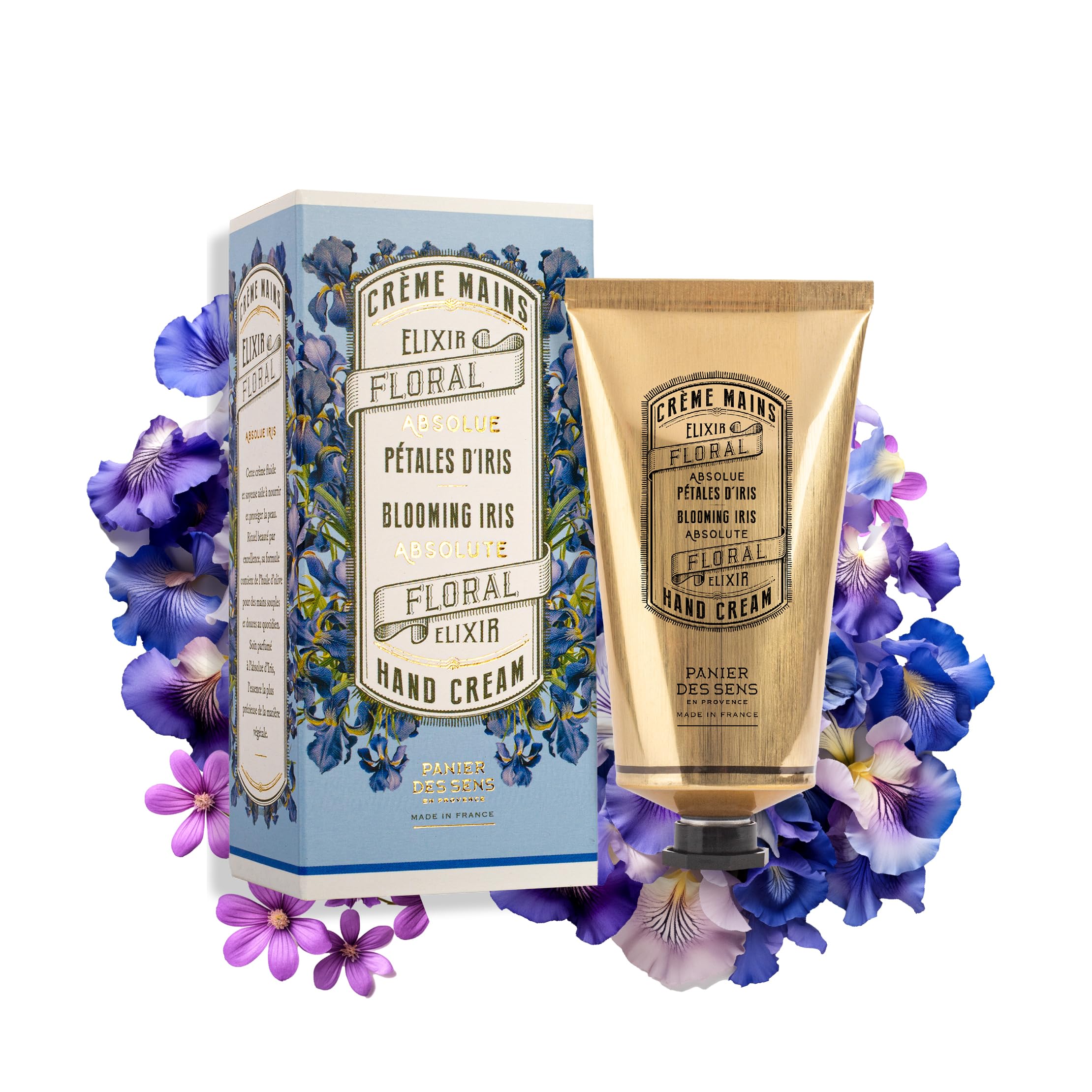 Panier des Sens – Blooming Iris Hand Cream - Hand Cream for very Dry Hands and Skin - Vegan Hand Cream for Women and Men - With Almond & Olive Oil - Made in France 96% Natural Ingredients - 75ml