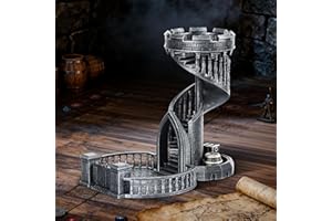 AUSPDICE DND Dice Tower - 36 Step Retro Color Tower for High Randomness in Table Games Like Dungeons and Dragons - Perfect Role Playing Game Gift (Ancient Silver Color)