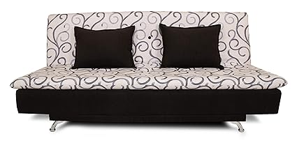 Adorn India Berry 3 Seater Sofa Cum Bed Digitel Print (Grey & Black)