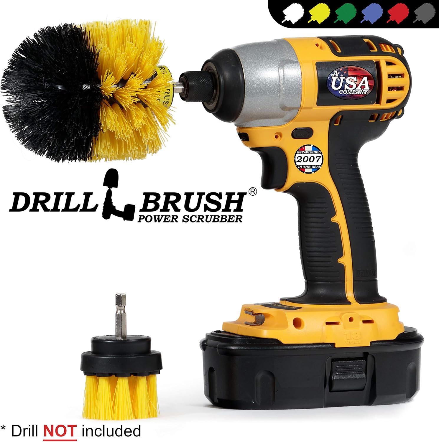2 Piece Yellow Medium Stiffness Rotary Cleaning Drillbrushes for Cleaning Tile Grout, Shower, Bathtub - Image 4