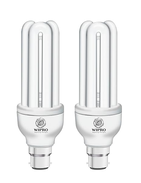 Wipro Duo 3U 20-Watt B22 Base CFL (Cool Day Light), Pack of 2