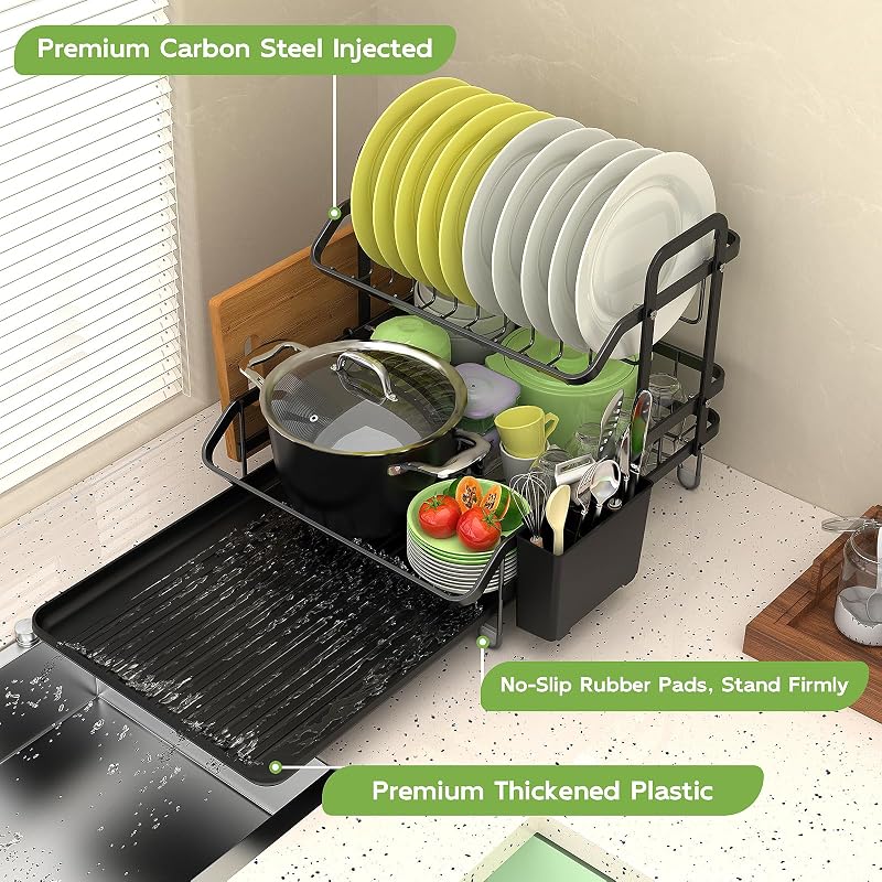 2 Niveles Escurridor de Platos, Estante de Escurreplatos Cocina Organizador