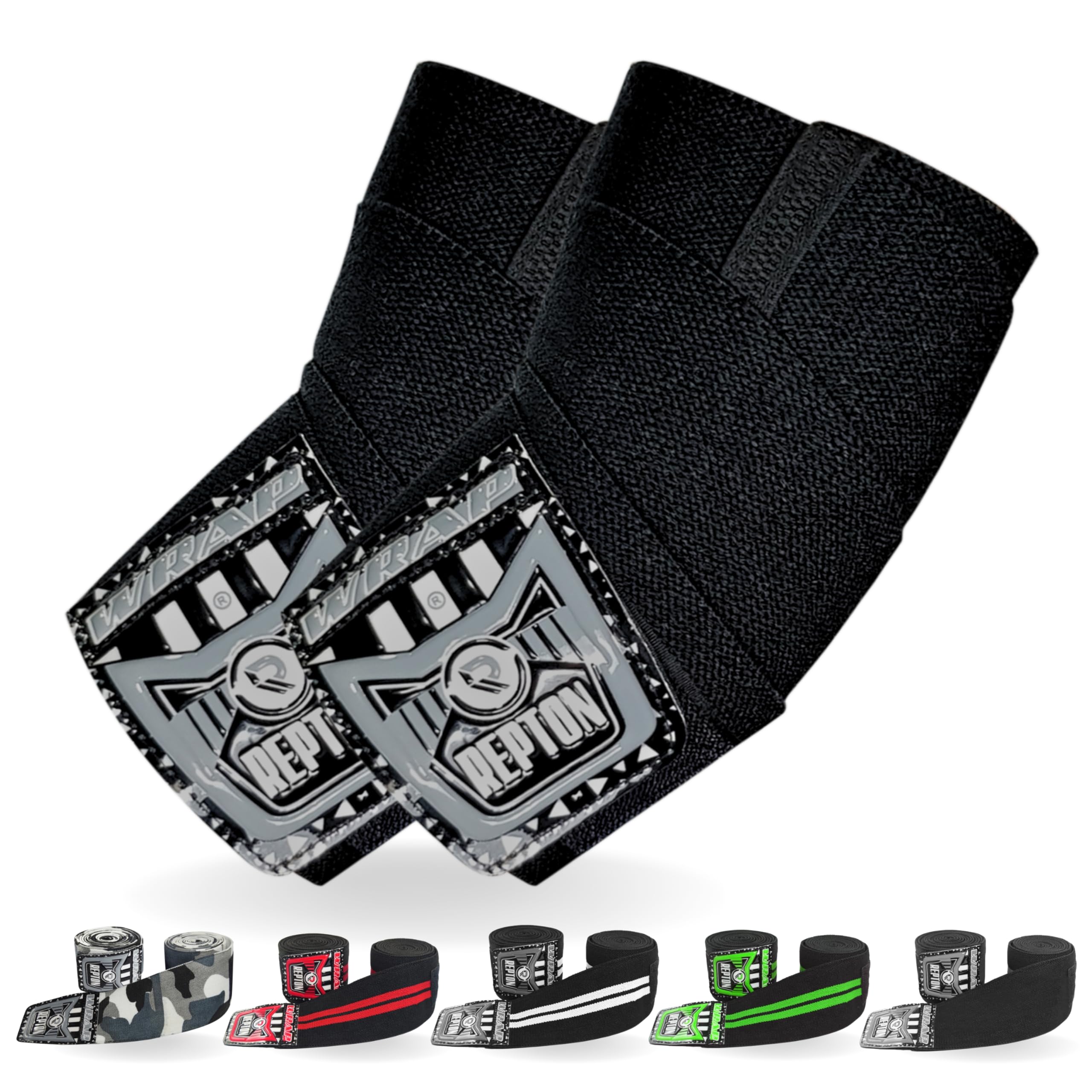 REPTON Elbow Wrap, Elbow Sleeves Support for Weightlifting, Powerlifting, CrossFit and Tendonitis | Adjustable Strap Compression Splint for Left and Right Size, Reversible Stabilizer (Black)