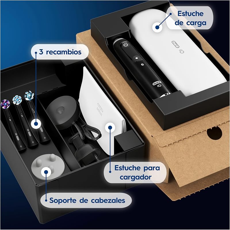 iO 9 Cepillo de Dientes Eléctrico con 3 Cabezales, Negro