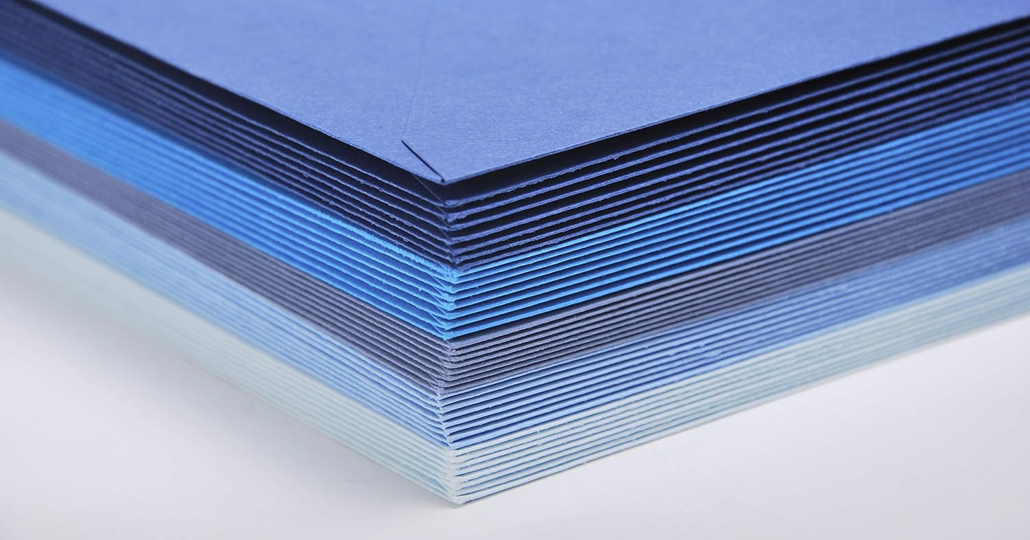 Clairefontaine 20861C Set of 40 Self-Adhesive Envelopes Format 9x14cm 40 Plain Cards Format 8,2x12,8cm Pollen Correspondence Blue Theme 5 Different Colours - Image 3