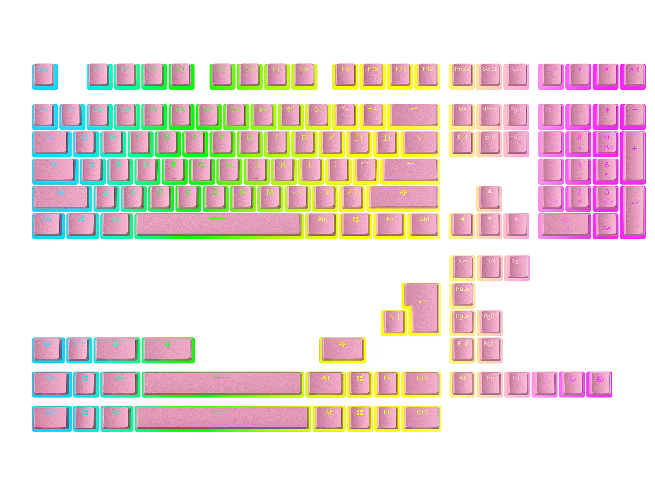Ranked Pudding v2 PBT Keycaps | 145 Double Shot Translucent ANSI US & ISO Layout | OEM Profile for Full Size, TKL, 75%, 65% and 60% RGB Mechanical Gaming Keyboard (Pink)