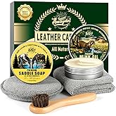 Awaydol Leather Boot Care Kit - Mink Oil,Saddle Soap,Horsehair Brushes,Applicator & Microfiber Cloth,Flannel bag,Leather Work Boots Cleaning,Shoe boot Shine Cleaning Kit Gift for Cowboy Husband Dad