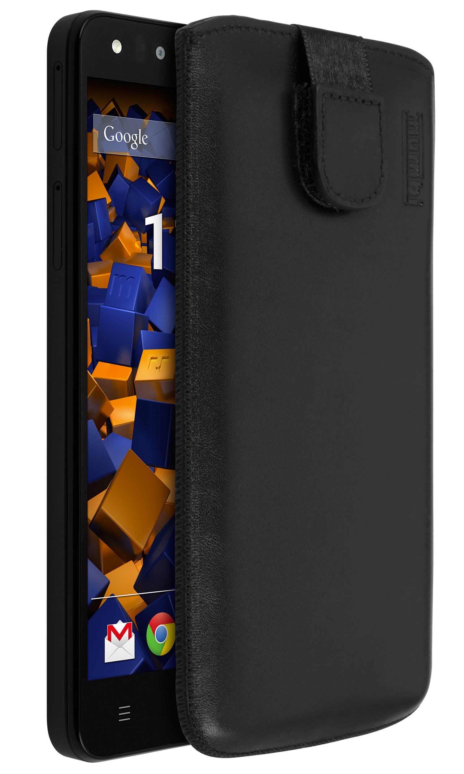 mumbi Genuine Leather Case Compatible with Medion Life x5001 Black