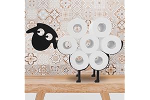 EUIROET Cute Sheep Animal Paper Holders,Black Metal Toilet Tissue Holder,Decorative Metal Paper Holder,Toilet Paper Storage for Bathrooms,FreeStanding Metal Toilet Paper Organizer Hold Extra 8 Rolls