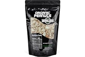 Survival Grocery® Organic Dry Roasted Peanuts - Protein Rich, Non-GMO, Gluten-free, Vegan-friendly, Low Carb Snack, Packed With Essential Vitamins & Minerals, Heart Healthy, Fiber-filled (24 oz./1 Bag)