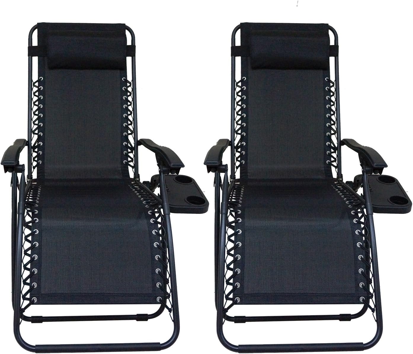 CASUN GARDEN Zero Gravity Chair Reclining Patio Chairs with Tray Set of 2, Black
