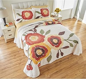 BrylaneHome Bloom Chenille Shams - King, Marigold