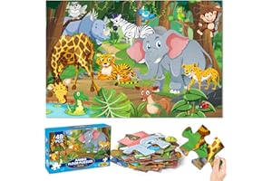DUCHONG Jumbo Floor Puzzle for Kids Ages 4-6, 48 Piece Large Animal Jigsaw Puzzle, Extra-Thick Cardboard Preschool Learning Toys for Toddlers 3-5, Educational Gift for Boys Girls 3 4 5 6 7 8