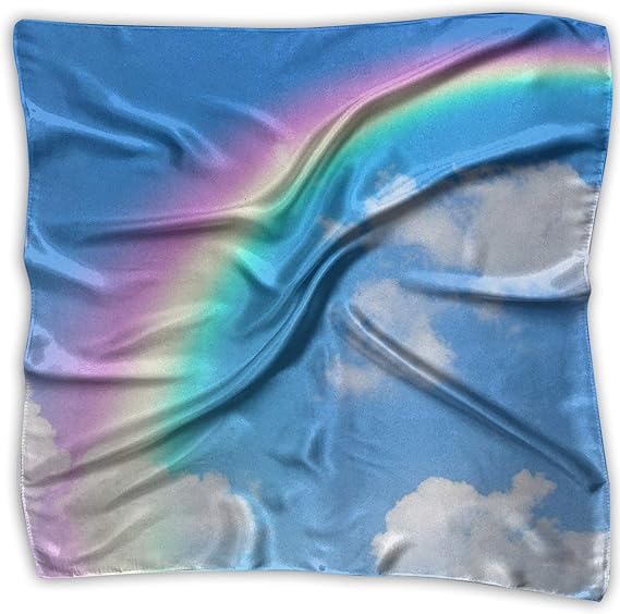 Amazon Co Jp スカーフ ネッカチーフ 虹柄 青空柄 虹 青空 空柄 空 尺码 正方形 薄い ハンカチ シュシュ 髪飾り 海辺 旅行 通勤 オフィス 服 ファッション小物
