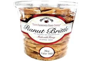 brittle-brittle Peanut Brittle Candy, Handmade Old Fashioned Peanut Brittle Made with Honey, All Natural, Gluten Free, Perfect Snack or Gift, 38 oz Pack of 2