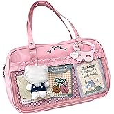 Ansseng Ita Bag Shoulder Tote Bag,Kawaii Shoulder Purse with Insert Anime Pins Display