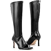 MissHeel Open Toe Knee High Boots Toe-Ring Stretch Summer Boot with Zipper